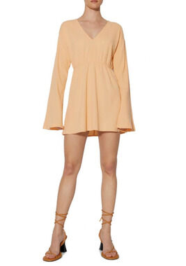Something New Dress L Orange Cotton Gauze Mini Bell Sleeve Beach Summer Cover Up